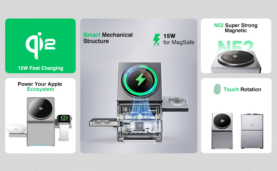 3-in-1 Magnetic Mag-Safe Wireless Charging Station